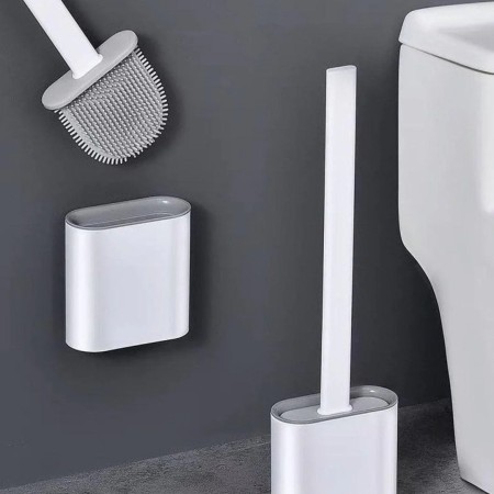 Silicon Toilet Brush with Slim Holder